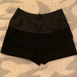 Loeffler Randall black size 4 suede wool silk high-waisted shorts